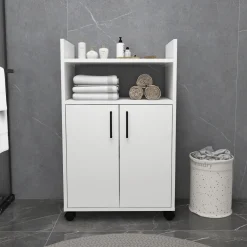 Armadio Multiuso 2 Ante Bianco 4 Ripiani 2 Ante 60x97h cm, 3 Vani - Marzi