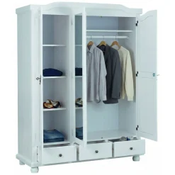 Armadio Multiuso 2 Ante Bianco 4 Ripiani 3 Cassetti 150x200h cm, Apertura Battente - Somma
