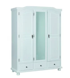 Armadio Multiuso 2 Ante Bianco 4 Ripiani 3 Cassetti 150x200h cm, Apertura Battente - Somma