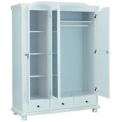 Armadio Multiuso 2 Ante Bianco 4 Ripiani 3 Cassetti 150x200h cm, Apertura Battente - Somma