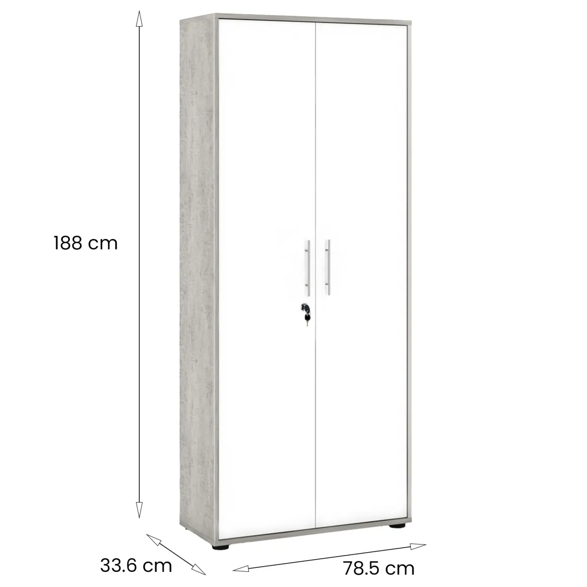 Armadio multiuso 2 ante Dpazzin, 79x34h188 cm, Bianco e Cemento