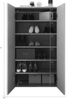 Armadi Multiuso 2 Ante > Dmora Armadio Multiuso 2 Ante Grigio Cemento Bianco Cassetti 4 Ripiani 79x118h cm, 2 Ante - Parabita Bianco, Grigio Cemento