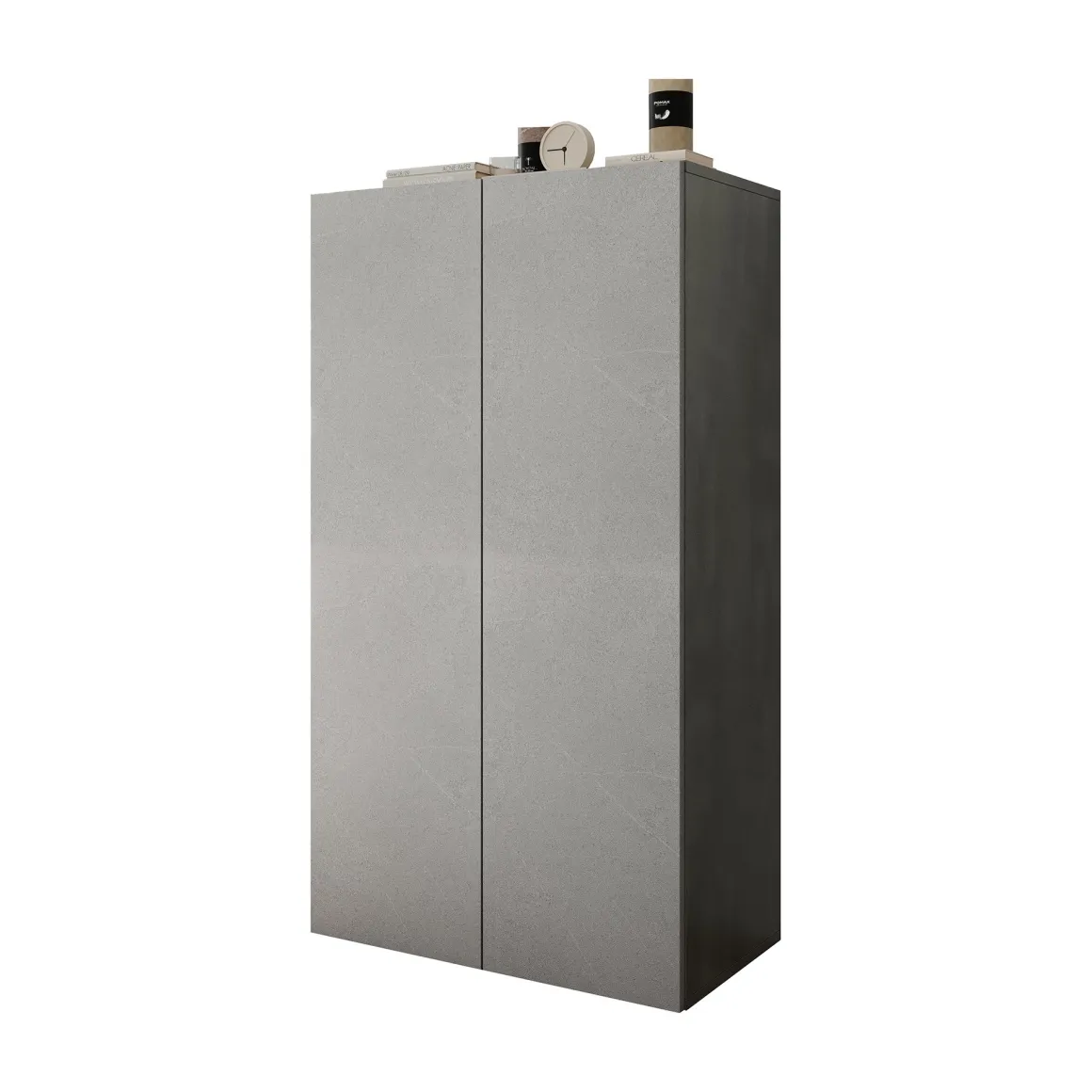 Armadi Multiuso 2 Ante > Dmora Armadio Multiuso 2 Ante Grigio Cemento Bianco Cassetti 4 Ripiani 79x118h cm, 2 Ante - Parabita Bianco, Grigio Cemento