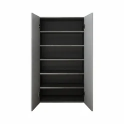 Armadio Multiuso 2 Ante Grigio Cemento 5 Ripiani Apertura Manuale 63x114h cm, 2 Ante - Floro