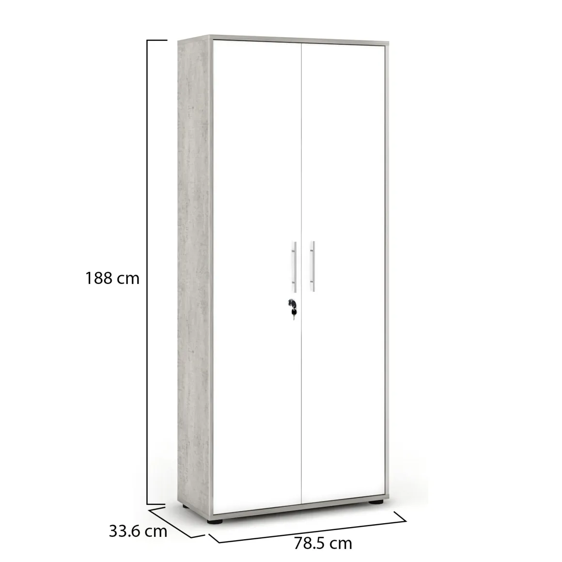 Armadi Multiuso 2 Ante > Dmora Armadio Multiuso 2 Ante 5 Ripiani 2 Ante 45x195h cm, Gola per Apertura Ante Made in Italy - Daisuke Grigio Chiaro