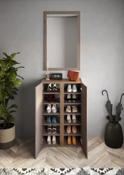 Armadio Multiuso 2 Ante Marrone Bronzo 5 Ripiani Apertura Manuale 70x111h cm, 2 Ante - Predore