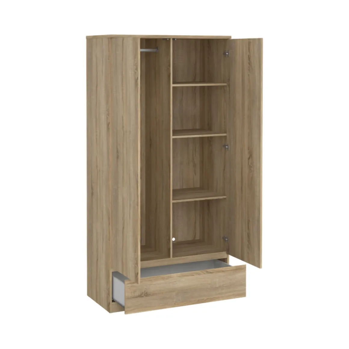 Armadio Multiuso 2 Ante Marrone Maniglie Incluse Materiale Anta in Legno Nobilitato 98.9x200.6h cm, Materiale Ripiano in Legno Nobilitato - Germano