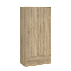 Armadio Multiuso 2 Ante Marrone Maniglie Incluse Materiale Anta in Legno Nobilitato 98.9x200.6h cm, Materiale Ripiano in Legno Nobilitato - Germano