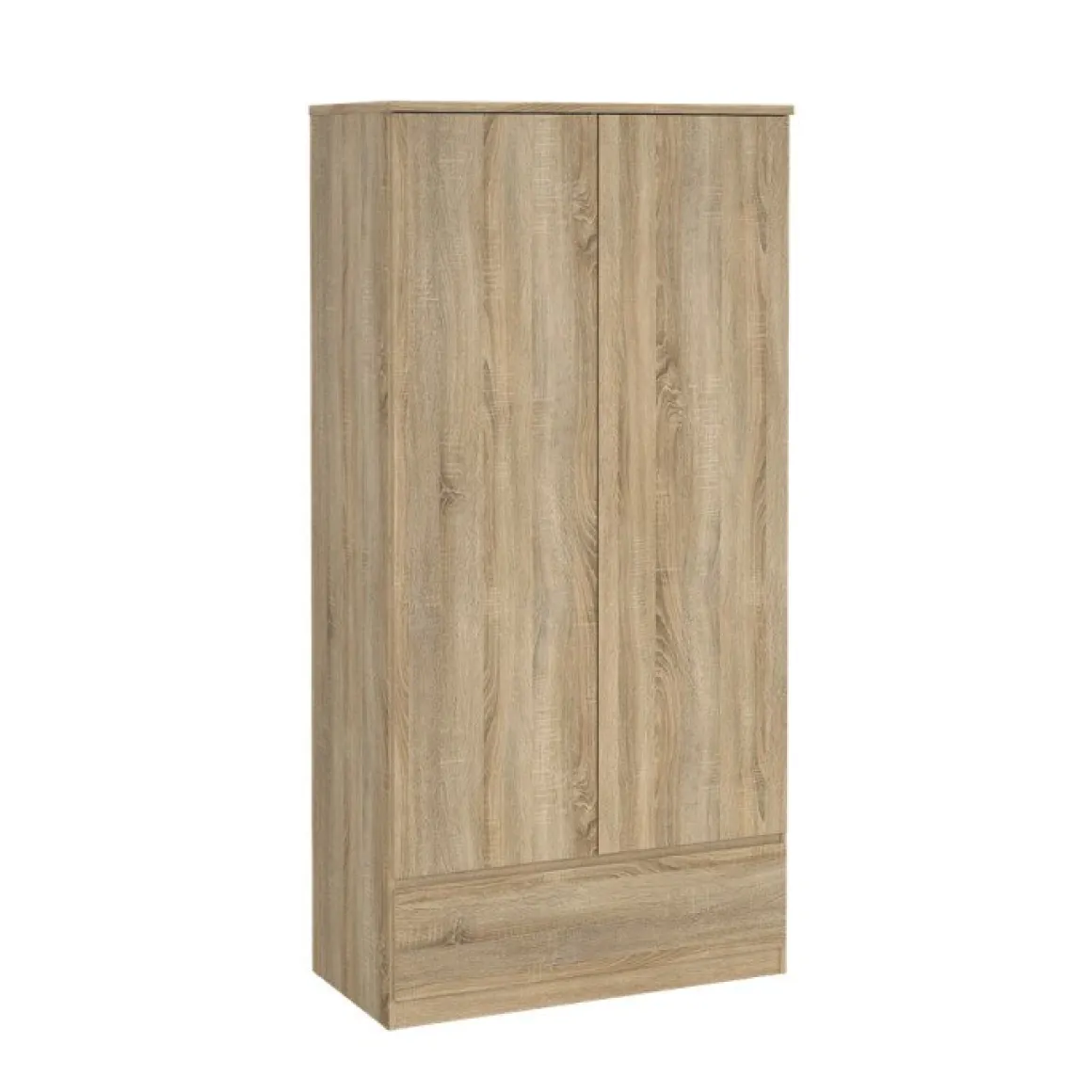 Armadio Multiuso 2 Ante Marrone Maniglie Incluse Materiale Anta in Legno Nobilitato 98.9x200.6h cm, Materiale Ripiano in Legno Nobilitato - Germano