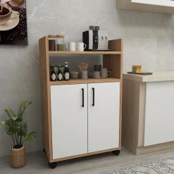 Armadio Multiuso 2 Ante Marrone Rovere 4 Ripiani 2 Ante 60x97h cm, 3 Vani - Marzi