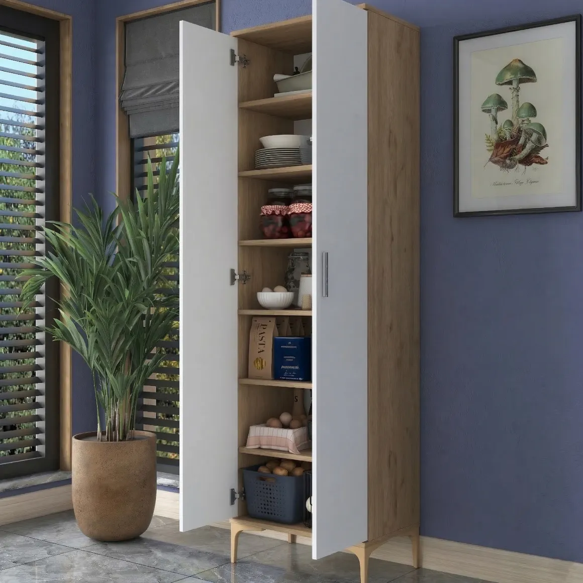 Armadi Multiuso 2 Ante > Dmora Armadio Multiuso 2 Ante 70x189h cm, 5 Ripiani - Pazzano Marrone Rovere