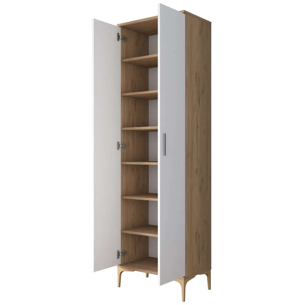 Armadio Multiuso 2 Ante Marrone Rovere 7 Ripiani 2 Ante 60x199h cm, 7 Vani - Garbagna