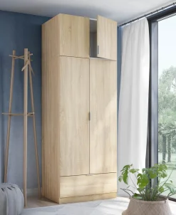 Armadio Multiuso 2 Ante Marrone Rovere un Ripiano un Vano 80x49h cm, 2 Ante - Carre