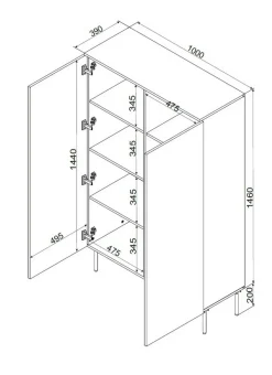 Armadi Multiuso 2 Ante > Dmora Armadio multiuso 2 ante Sedilo, 100x39 h166 cm, Bianco