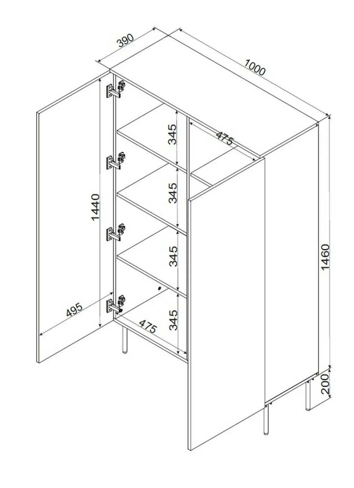 Armadi Multiuso 2 Ante > Dmora Armadio multiuso 2 ante Sedilo, 100x39 h166 cm, Bianco