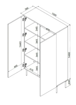 Armadio multiuso 2 ante Sedilo, 100x39 h166 cm, Nero
