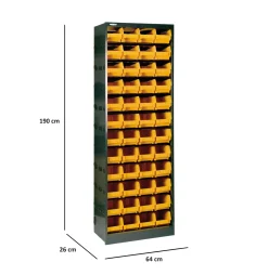 Bagno|Ingresso > Dmora Armadio multiuso Dandreoll, Nero e Giallo, 64x26h190 cm