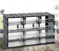 Bagno|Ingresso > Dmora Armadio multiuso Darrigon, Antracite, 12 cassetti
