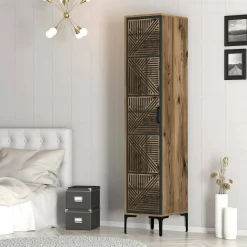 Armadio noce e antracite 1 anta 47x201h cm - Giusta