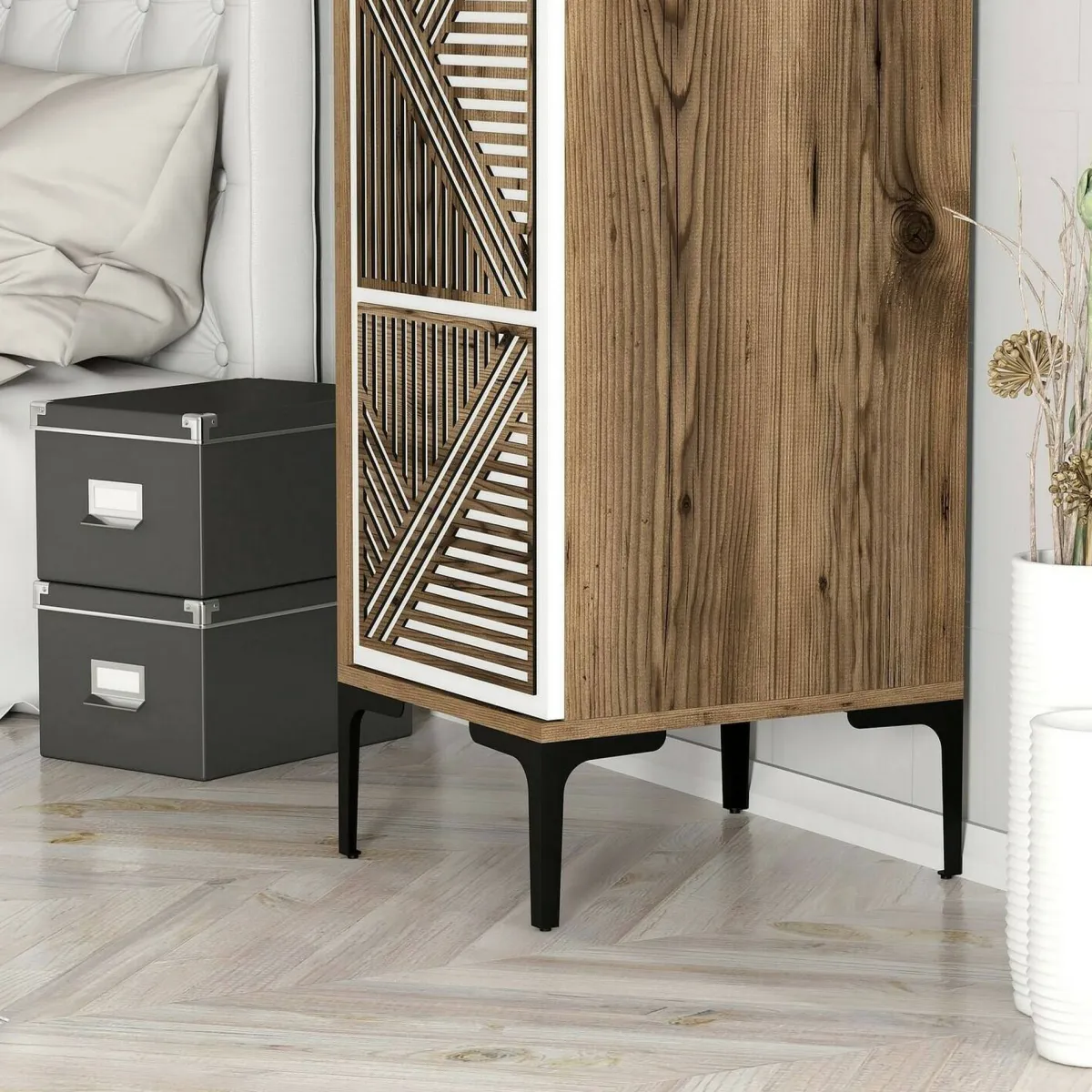 Armadi Multiuso 1 Anta|Camera Da Letto > Dmora Armadio noce e bianco 1 anta 47x201h cm - Giusta Bianco, Marrone Noce