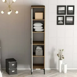 Armadi Multiuso 1 Anta|Camera Da Letto > Dmora Armadio noce e bianco 1 anta 47x201h cm - Giusta Bianco, Marrone Noce