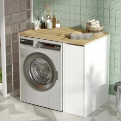 Armadio noce e bianco mobile lavatrice 93x88h cm - Axel