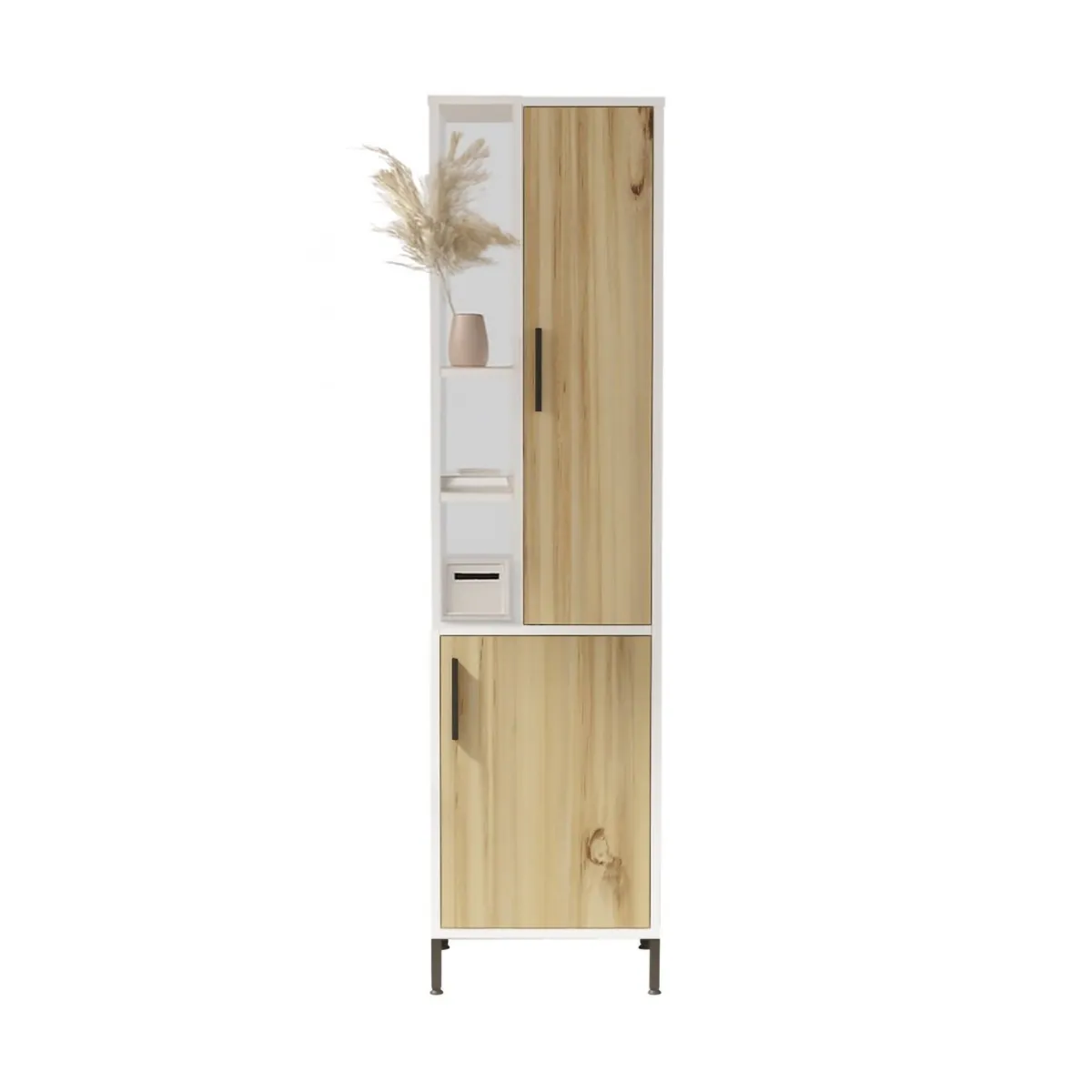 Armadi Multiuso 2 Ante > Dmora Armadio noce e bianco salvaspazio 45x173h cm - Jongdari Bianco, Marrone Noce