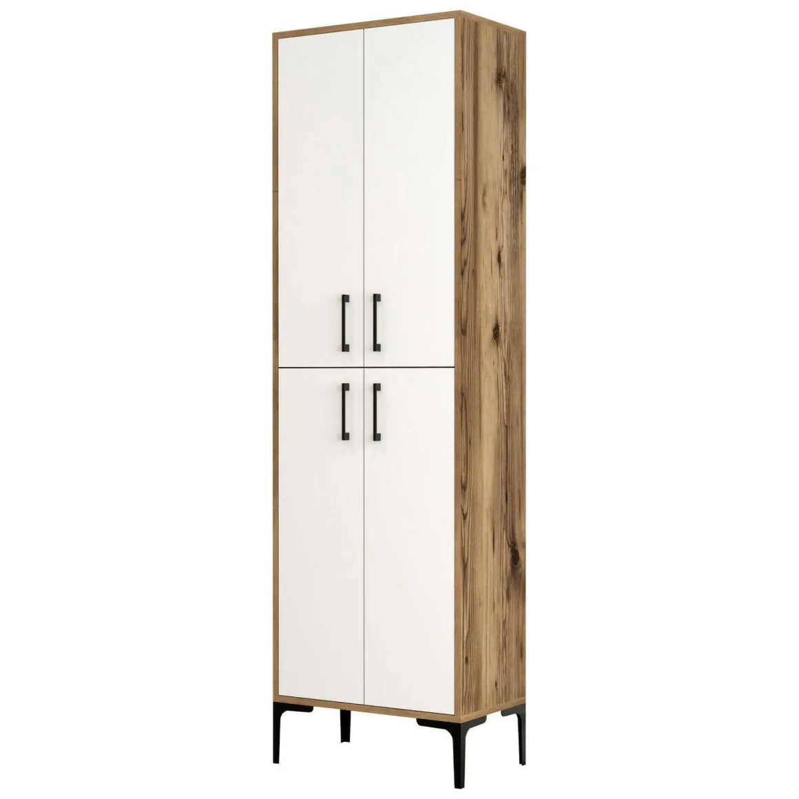 Armadio noce e bianco salvaspazio 60x200h cm - Amata