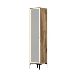 Bagno|Armadi Multiuso 1 Anta > Dmora Armadio noce e bianco slim 40x201h cm - Asfodelo Bianco, Marrone Noce