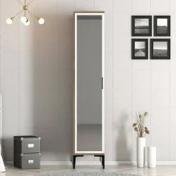 Bagno|Armadi Multiuso 1 Anta > Dmora Armadio noce e bianco slim 40x201h cm - Asfodelo Bianco, Marrone Noce