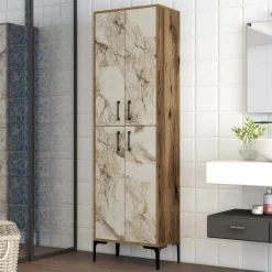 Armadio noce e marmo salvaspazio 60x200h cm - Amata