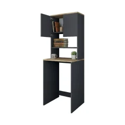 Armadi Multiuso 2 Ante|Camera Da Letto > Dmora Armadio noce e nero multiuso 65x183h cm - Fiamma Grigio Antracite, Marrone Noce
