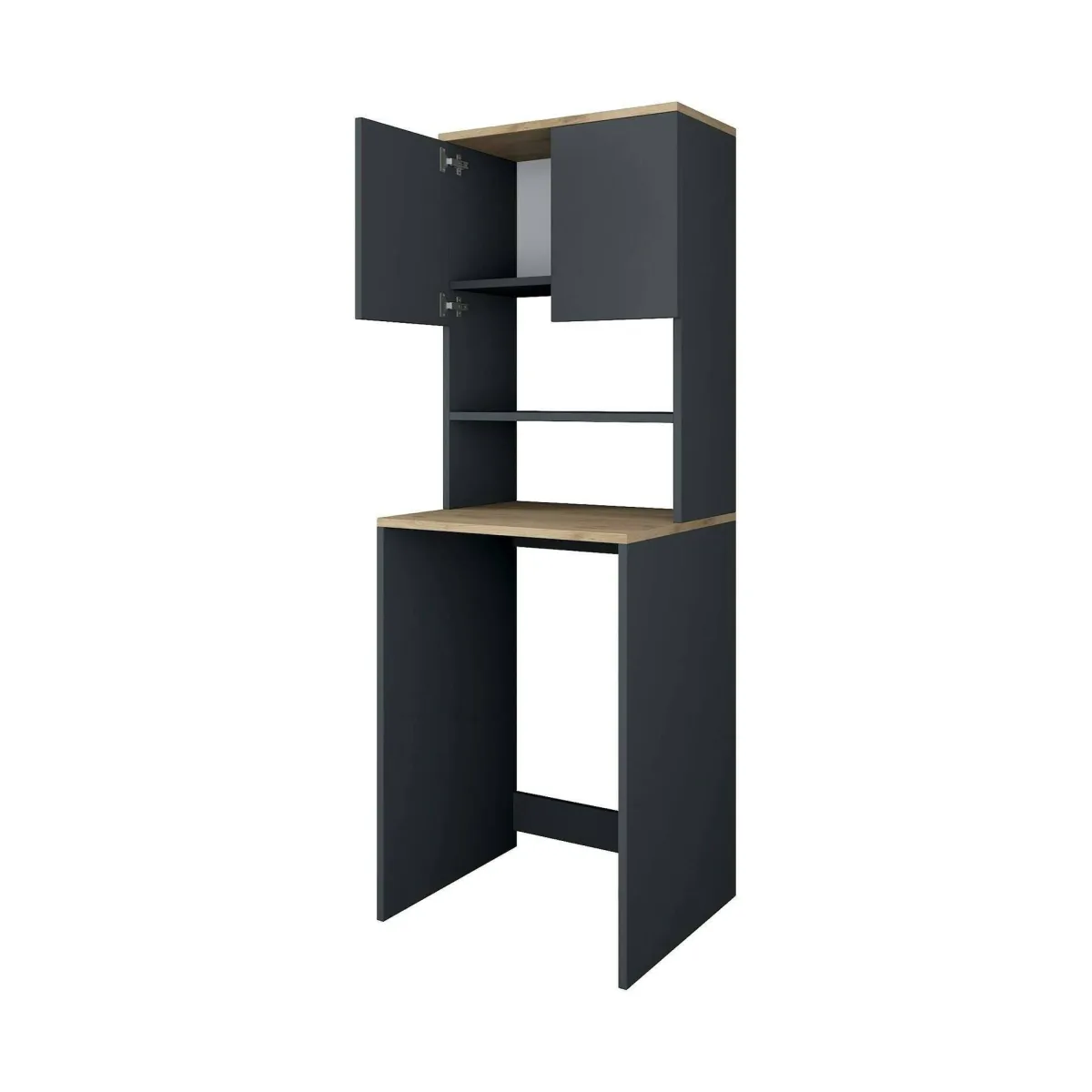 Armadi Multiuso 2 Ante|Camera Da Letto > Dmora Armadio noce e nero multiuso 65x183h cm - Fiamma Grigio Antracite, Marrone Noce