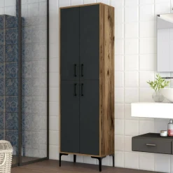 Armadio noce e nero salvaspazio 60x200h cm - Amata