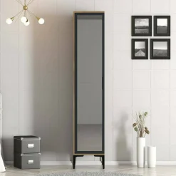 Armadi Multiuso 1 Anta|Camera Da Letto > Dmora Armadio noce e nero slim 40x201h cm - Asfodelo Nero Antracite, Marrone Noce