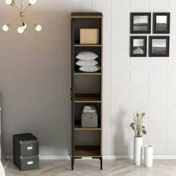 Armadi Multiuso 1 Anta|Camera Da Letto > Dmora Armadio noce e nero slim 40x201h cm - Asfodelo Nero Antracite, Marrone Noce