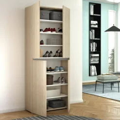 Altri Armadi Multiuso|Camera Da Letto > Dmora Armadio olmo 4 ante 80x195h cm - Arro Marrone Olmo
