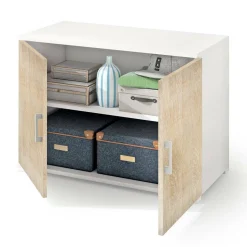 Armadi Multiuso 2 Ante|Camera Da Letto > Dmora Armadio rovere e bianco 2 ante 90x66h cm - Serafinito Bianco, Marrone Rovere
