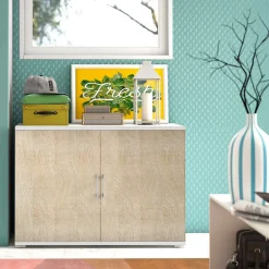 Armadi Multiuso 2 Ante|Camera Da Letto > Dmora Armadio rovere e bianco 2 ante 90x66h cm - Serafinito Bianco, Marrone Rovere