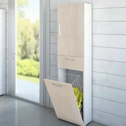 Armadi Multiuso 2 Ante|Camera Da Letto > Dmora Armadio rovere e bianco con cassetto 72x195h cm - Angy Bianco, Marrone Rovere
