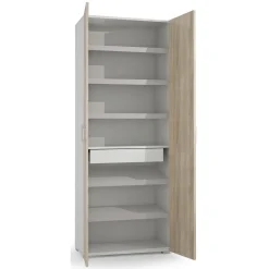Armadi Multiuso 2 Ante|Camera Da Letto > Dmora Armadio rovere e bianco con cassetto 72x195h cm - Angy Bianco, Marrone Rovere