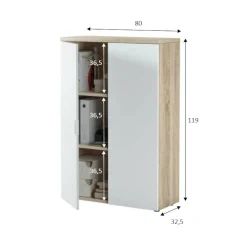 Armadio rovere e bianco salvaspazio 80x119h cm - Dionisio