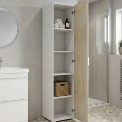 Armadi Multiuso 1 Anta|Camera Da Letto > Dmora Armadio rovere e bianco stretto 45x195h cm - Aloise Bianco, Marrone Rovere