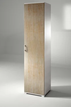 Armadi Multiuso 1 Anta|Camera Da Letto > Dmora Armadio rovere e bianco stretto 45x195h cm - Aloise Bianco, Marrone Rovere