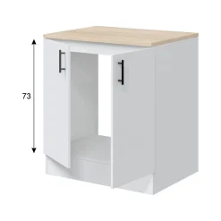 Base sottolavello 2 ante 80x90h cm bianco e rovere - Nolia