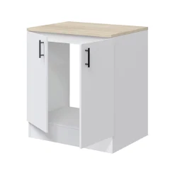 Base sottolavello 2 ante 80x90h cm bianco e rovere - Nolia