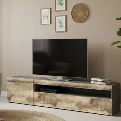 Base TV acero e ardesia 150x40x37h cm - Aquilo