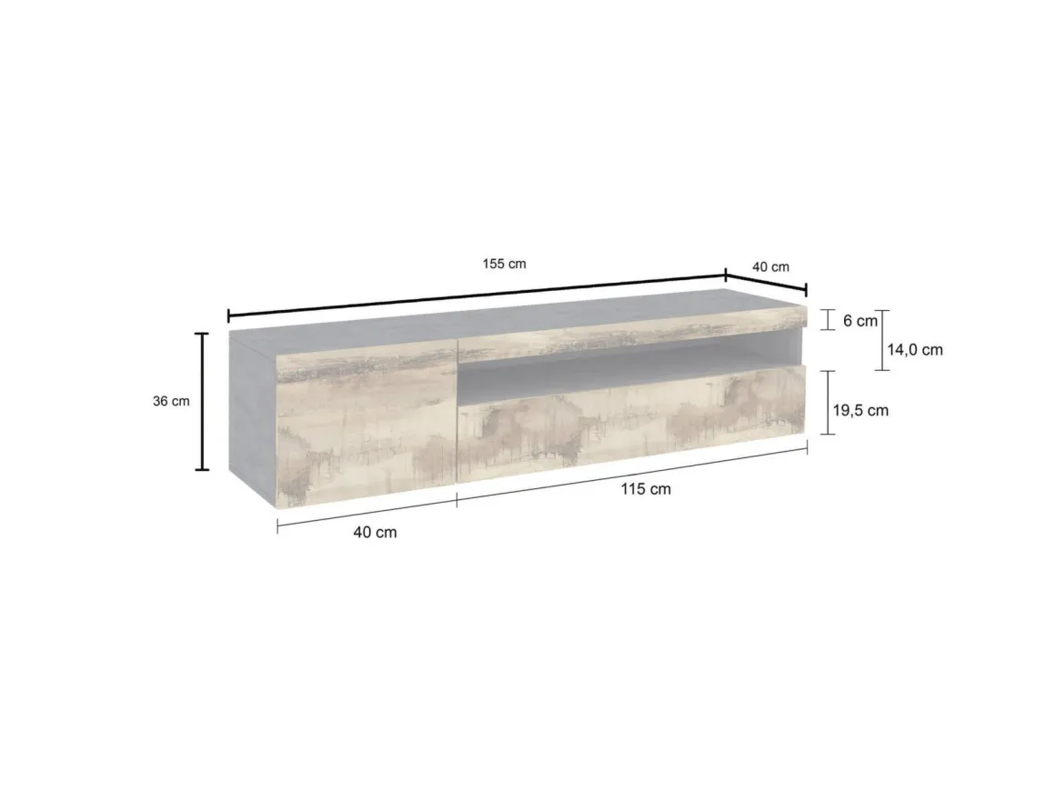 Mobili Porta Tv|Salotto > Dmora Base TV acero e ardesia 150x40x37h cm 2 ante - Aquilo Grigio Ardesia, Marrone Acero