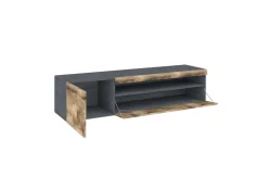 Mobili Porta Tv|Salotto > Dmora Base TV acero e ardesia 150x40x37h cm 2 ante - Aquilo Grigio Ardesia, Marrone Acero
