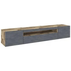 Mobili Porta Tv|Salotto > Dmora Base TV acero e ardesia 200x40x37h cm 3 ante - Artropodi Grigio Ardesia, Marrone Acero